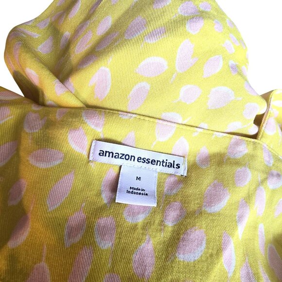 Yellow Sleeveless Maxi Dress With Pink Leaf Print & Elastic Waist Size M jj3742 - Picture 11 of 12